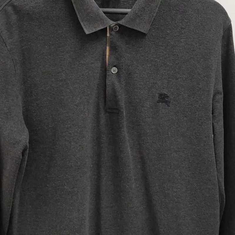 Burberry Burberry Long Sleeve Polo in Dark Gray Cotton Size US M / EU 48-50 / 2 - 5 Thumbnail
