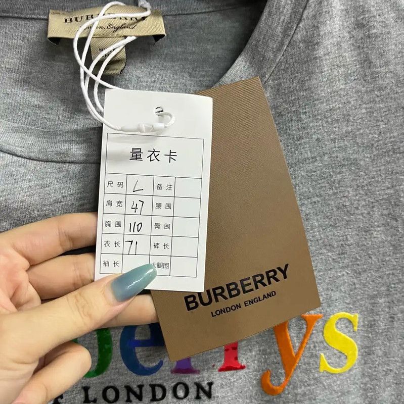 Burberry Burberry Men's Gray Cotton T-Shirt Size US L / EU 52-54 / 3 - 3 Thumbnail