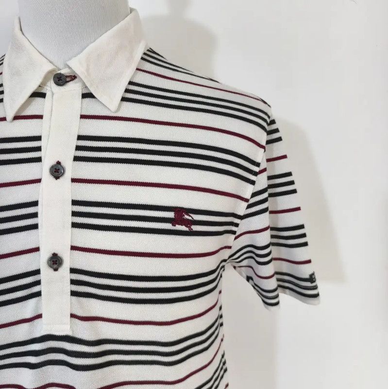 Burberry Burberry Men's Summer White Striped Polo Shirt Size US M / EU 48-50 / 2 - 2 Thumbnail