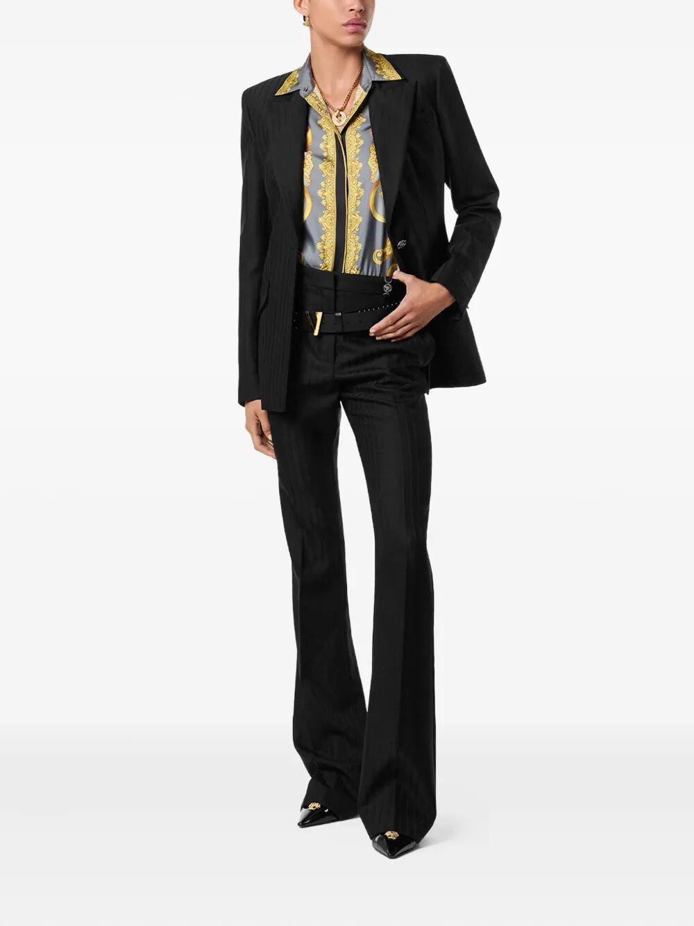 Versace INFORMAL PANT RESPONSIBLE WOOL TONAL PINSTRIPES Size 30" / US 8 / IT 44 - 5 Thumbnail