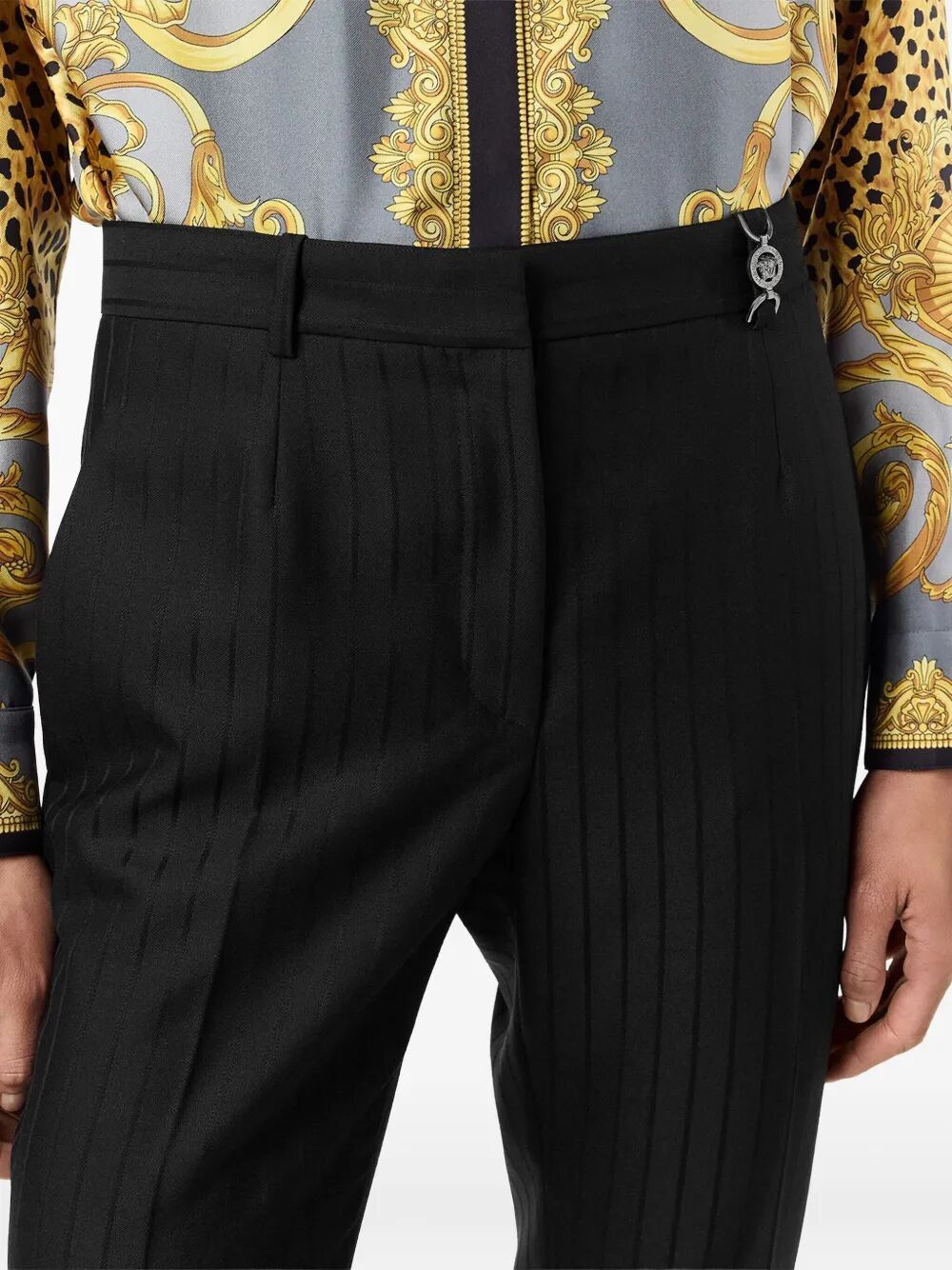 Versace INFORMAL PANT RESPONSIBLE WOOL TONAL PINSTRIPES Size 32" / US 10 / IT 46 - 3 Thumbnail