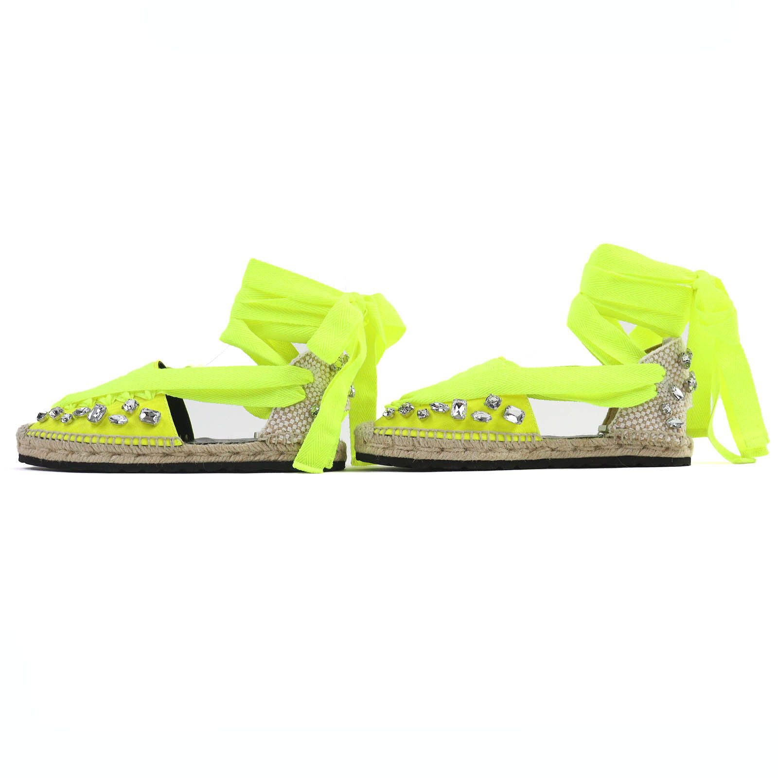 Loewe Loewe Loewe Lace-up espadrilles with jewels Sandals Natural Material Shoes DUTY FREE for USA Size ONE SIZE - 3 Thumbnail