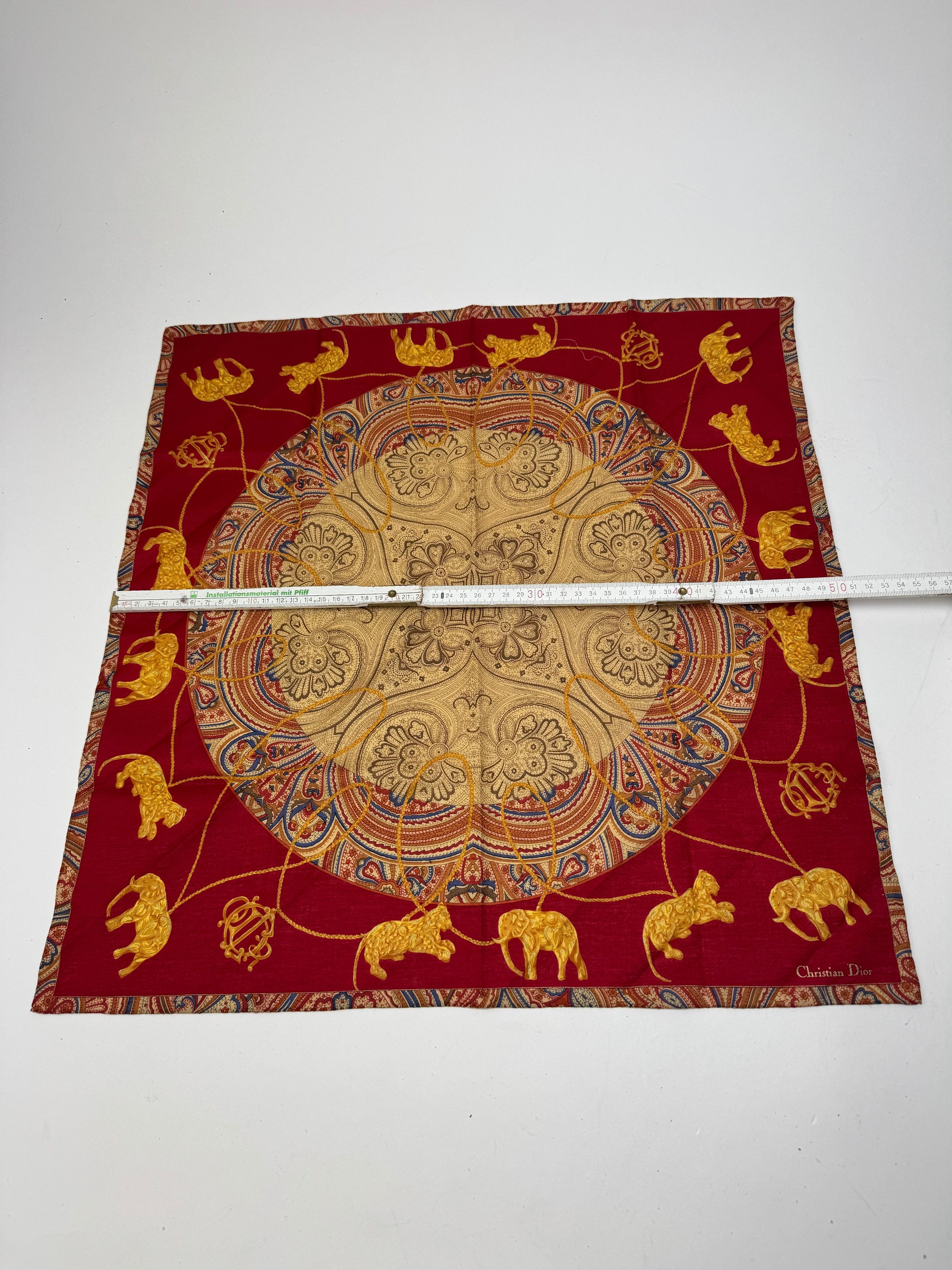 Dior Vintage Scarf Red Gold Size ONE SIZE - 7 Thumbnail