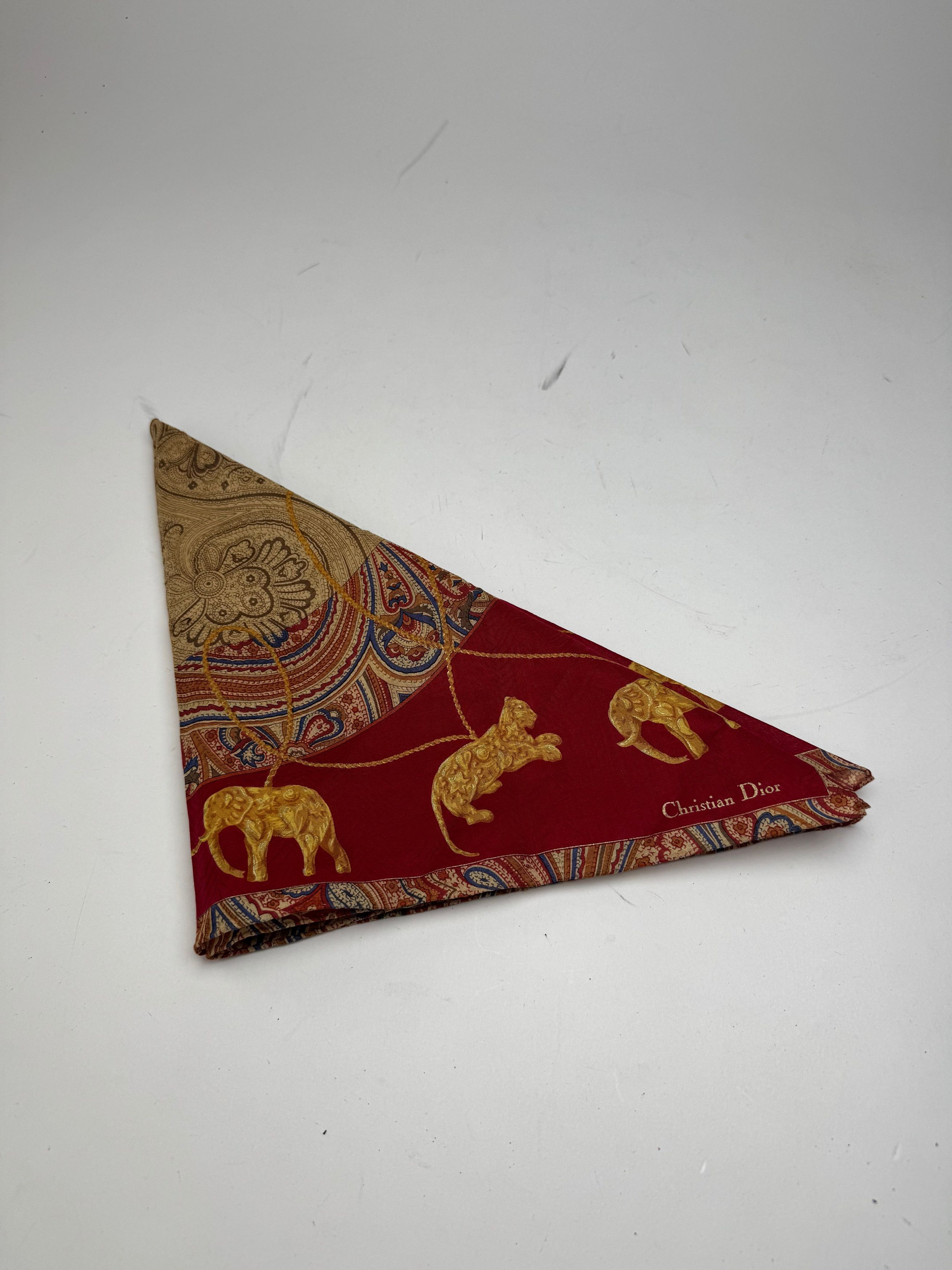 Dior Vintage Scarf Red Gold Size ONE SIZE - 10 Thumbnail