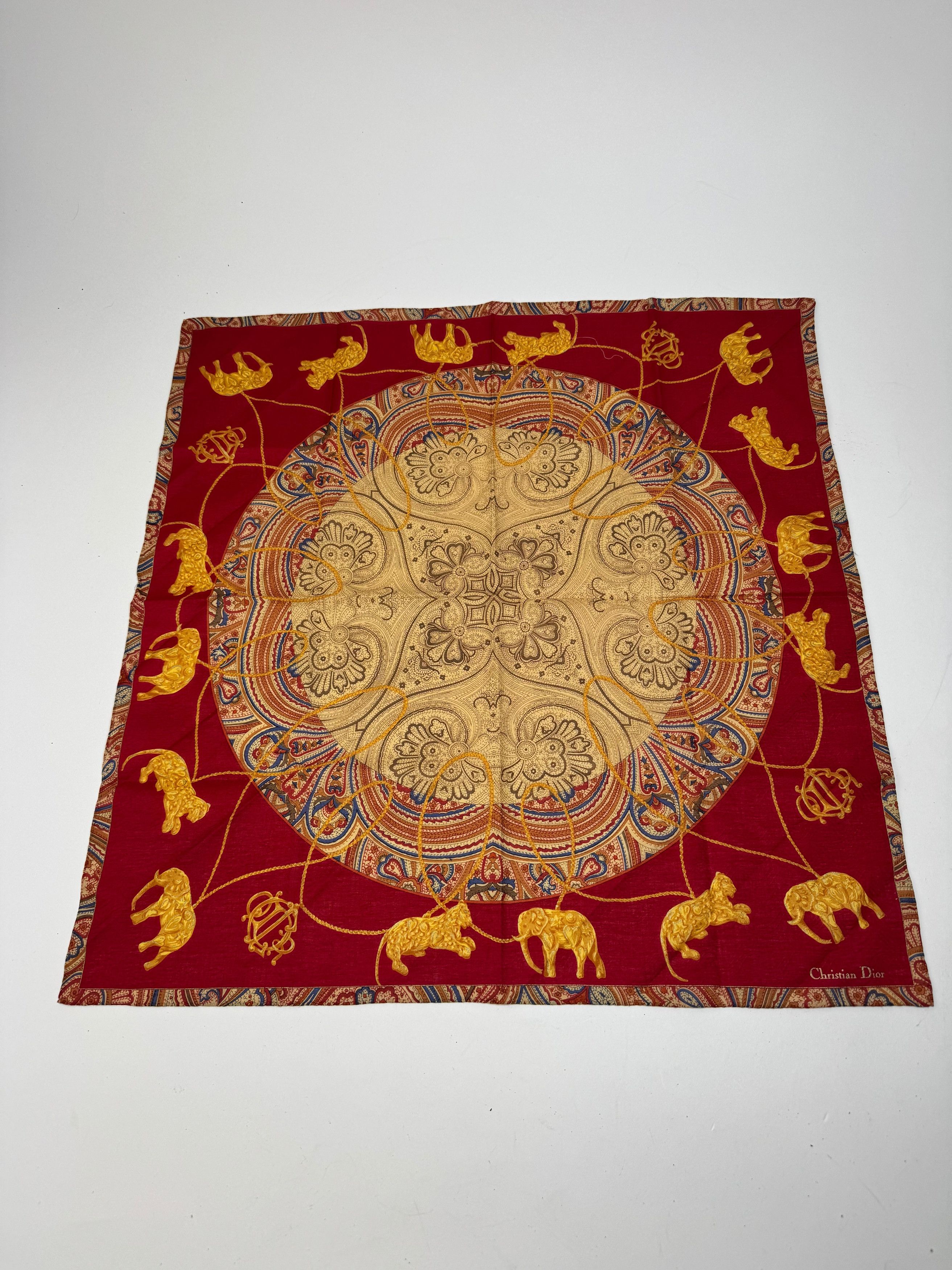 Dior Vintage Scarf Red Gold Size ONE SIZE - 5 Thumbnail
