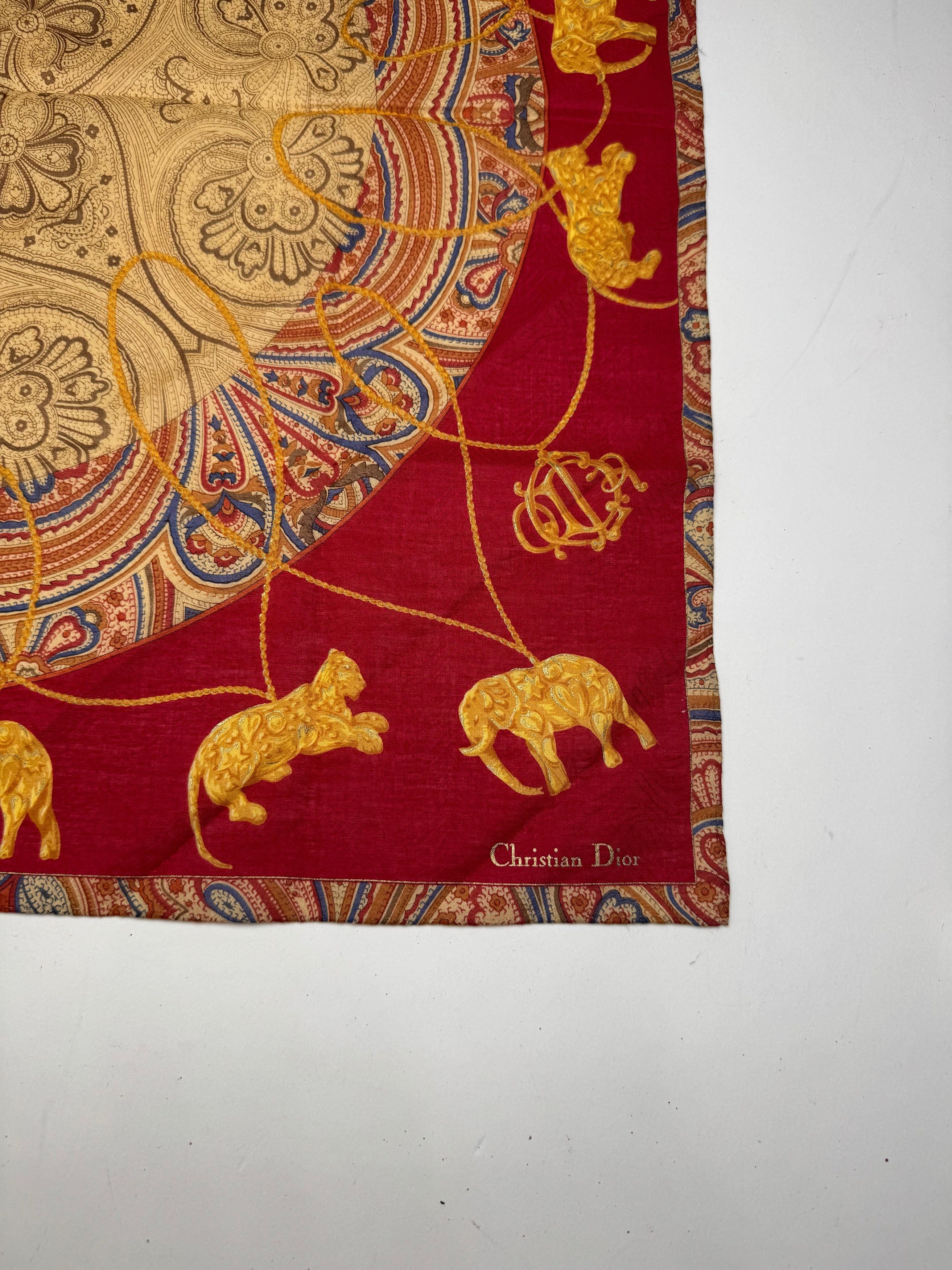 Dior Vintage Scarf Red Gold Size ONE SIZE - 8 Thumbnail