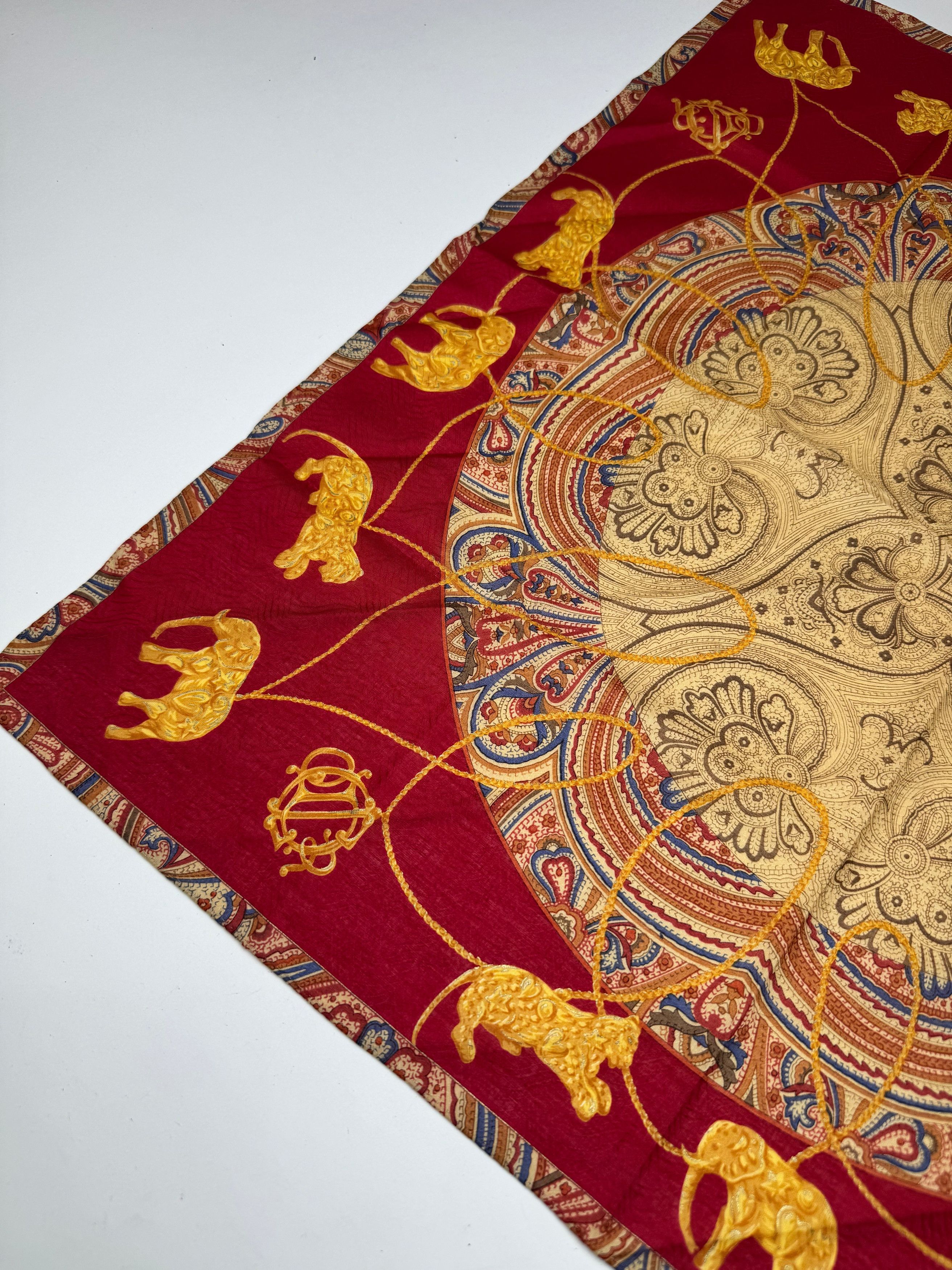 Dior Vintage Scarf Red Gold Size ONE SIZE - 4 Thumbnail