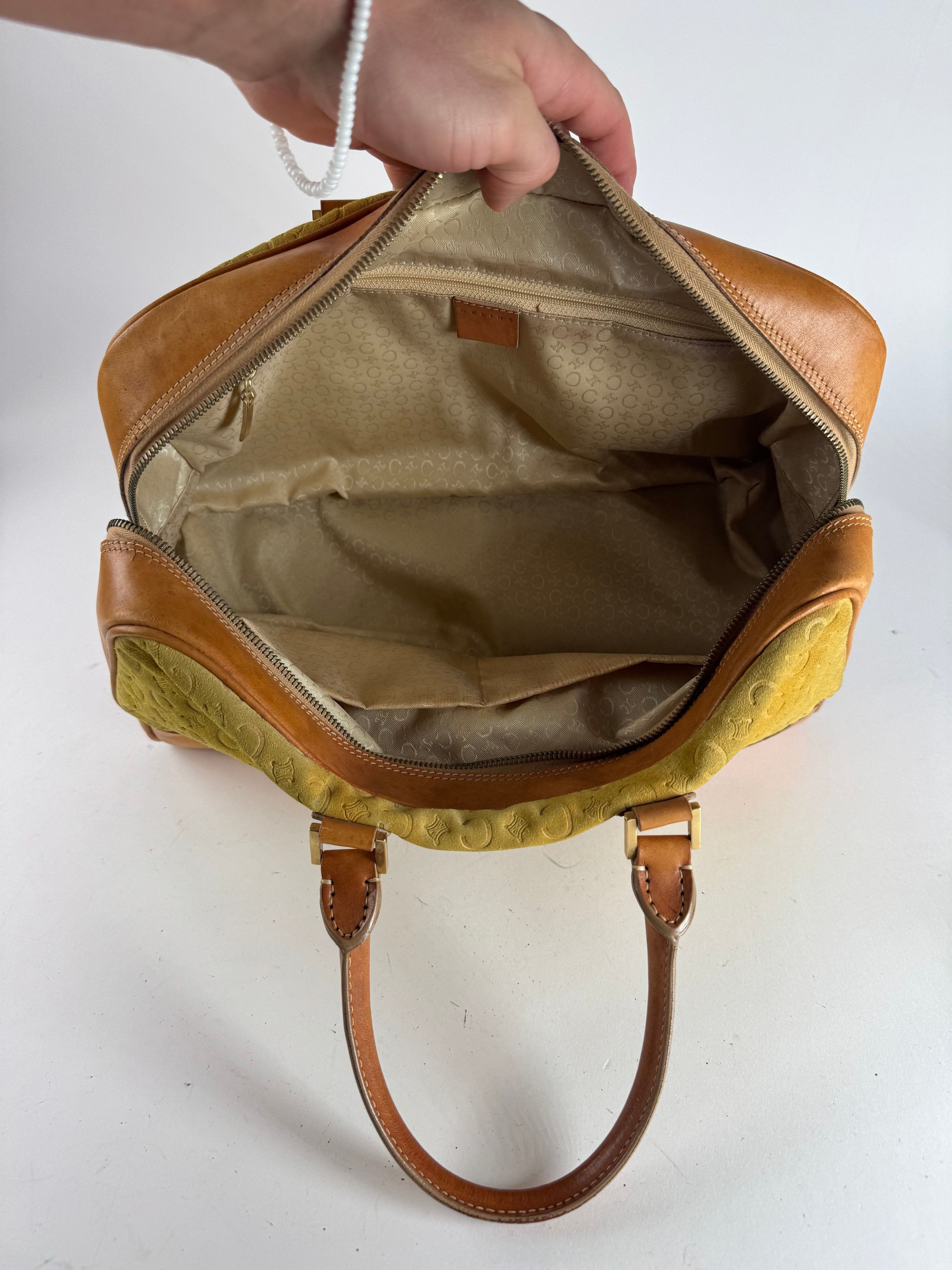 Celine Vintage Paris Macadam Monogram Weekender Duffel Bag Brown Ye Size ONE SIZE - 3 Thumbnail