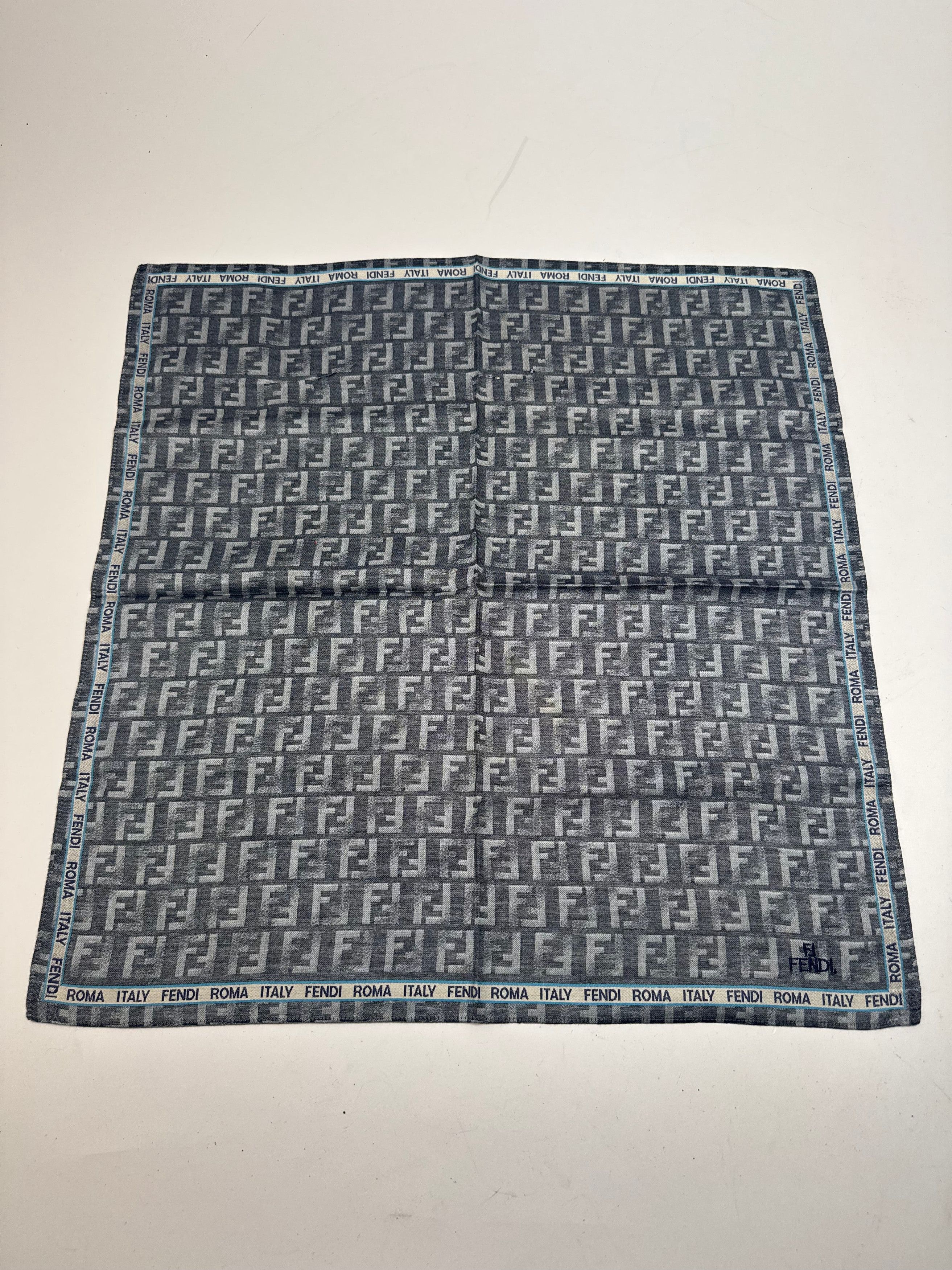 Fendi Vintage FF monogram Scarf Grey Blue Size ONE SIZE - 11 Thumbnail