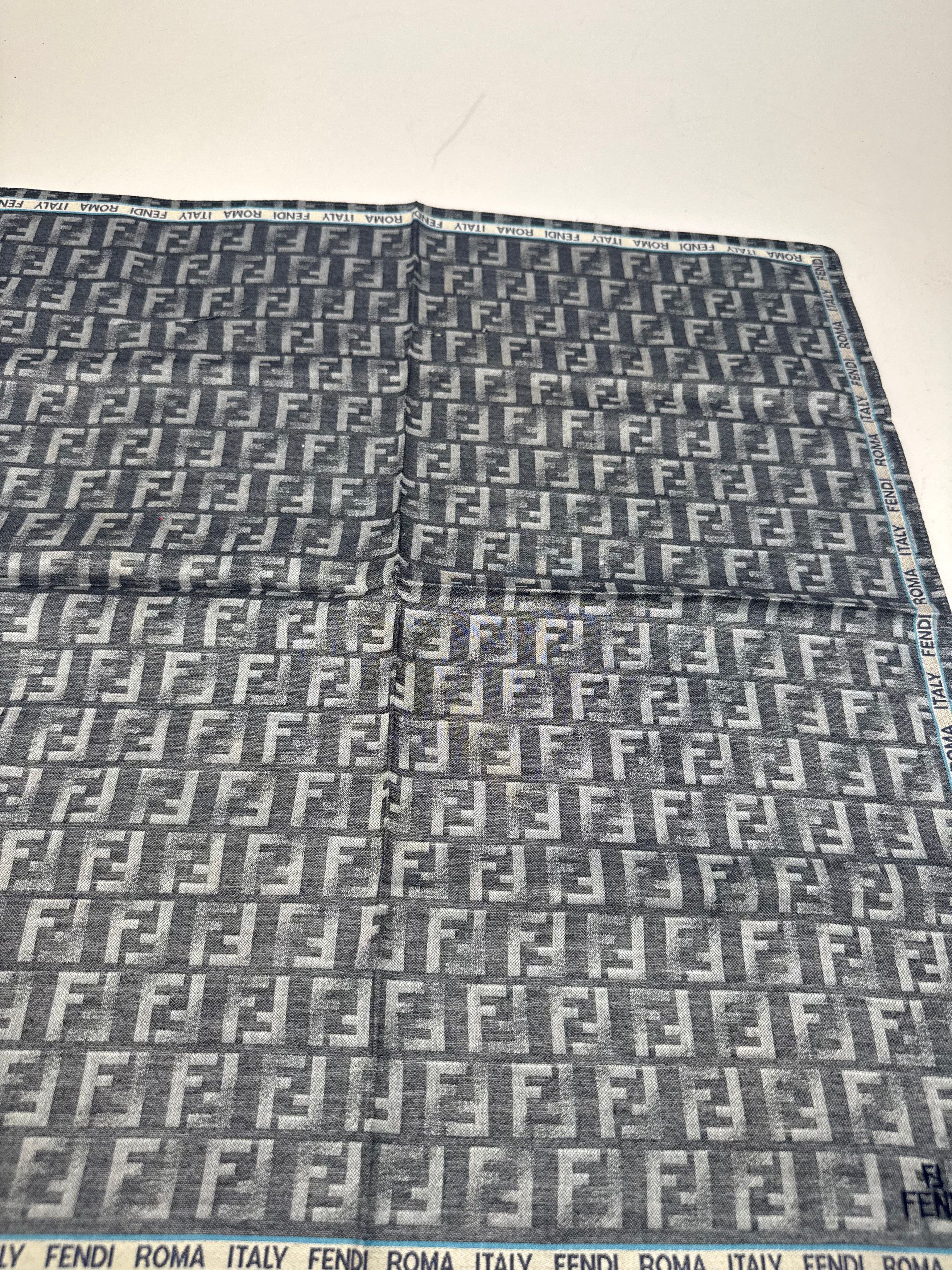 Fendi Vintage FF monogram Scarf Grey Blue Size ONE SIZE - 8 Thumbnail