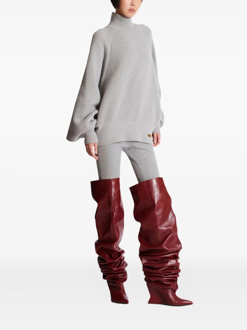 Balmain BATWING RIBBED KNIT PULL Size M / US 6-8 / IT 42-44 - 2 Thumbnail