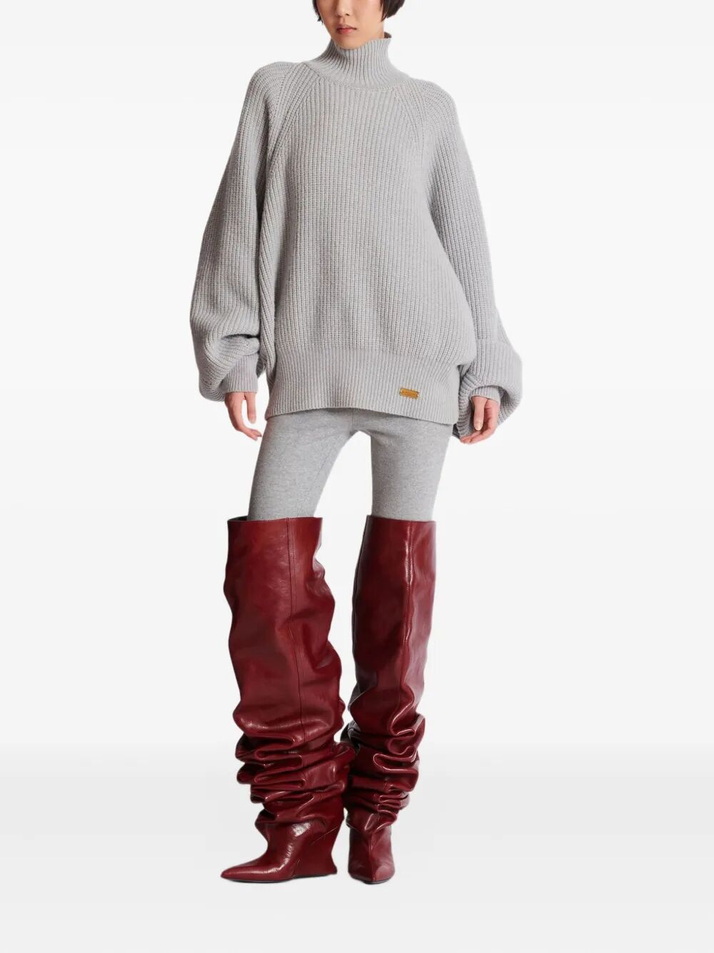 Balmain BATWING RIBBED KNIT PULL Size M / US 6-8 / IT 42-44 - 4 Thumbnail