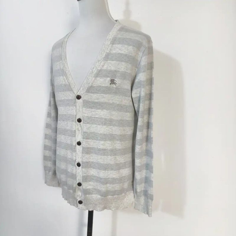 Burberry Burberry Gray Cotton Stripe Long Sleeve Cardigan Size US L / EU 52-54 / 3 - 2 Thumbnail