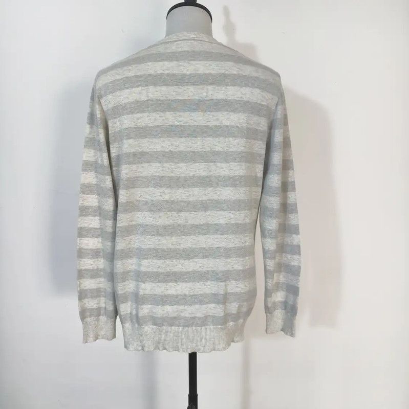 Burberry Burberry Gray Cotton Stripe Long Sleeve Cardigan Size US L / EU 52-54 / 3 - 4 Thumbnail