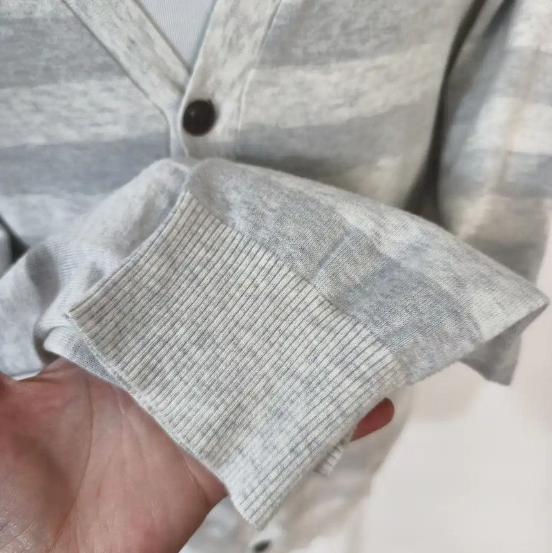 Burberry Burberry Gray Cotton Stripe Long Sleeve Cardigan Size US L / EU 52-54 / 3 - 5 Thumbnail