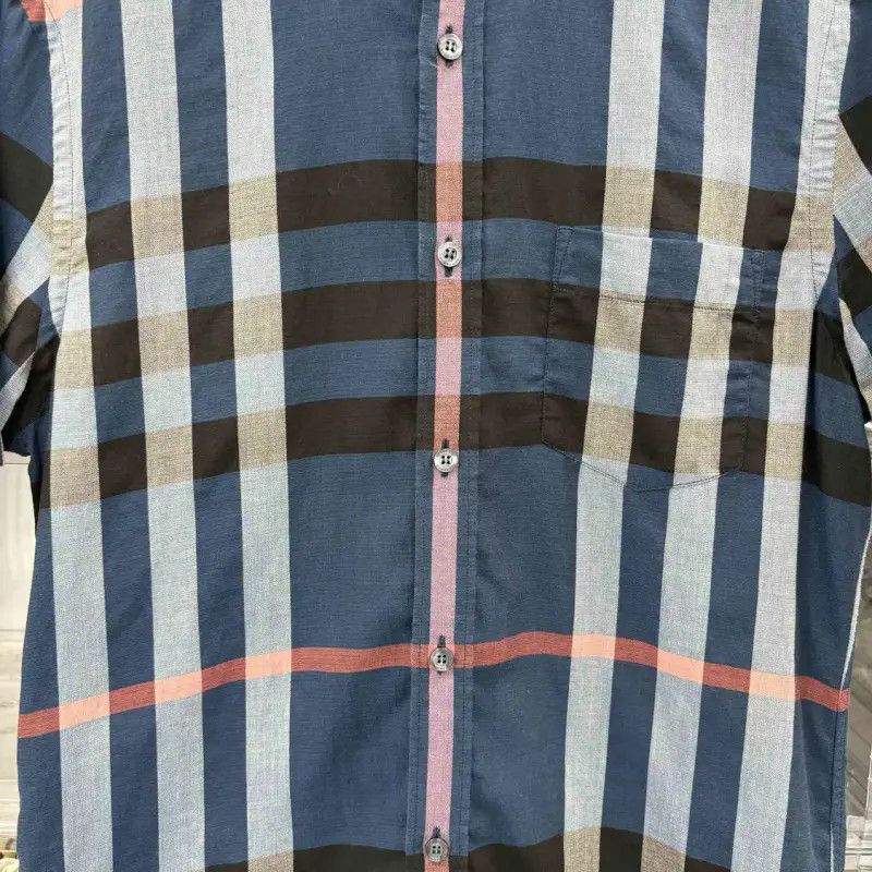 Burberry Burberry Blue Cotton Short Sleeve Shirt Size US S / EU 44-46 / 1 - 6 Thumbnail