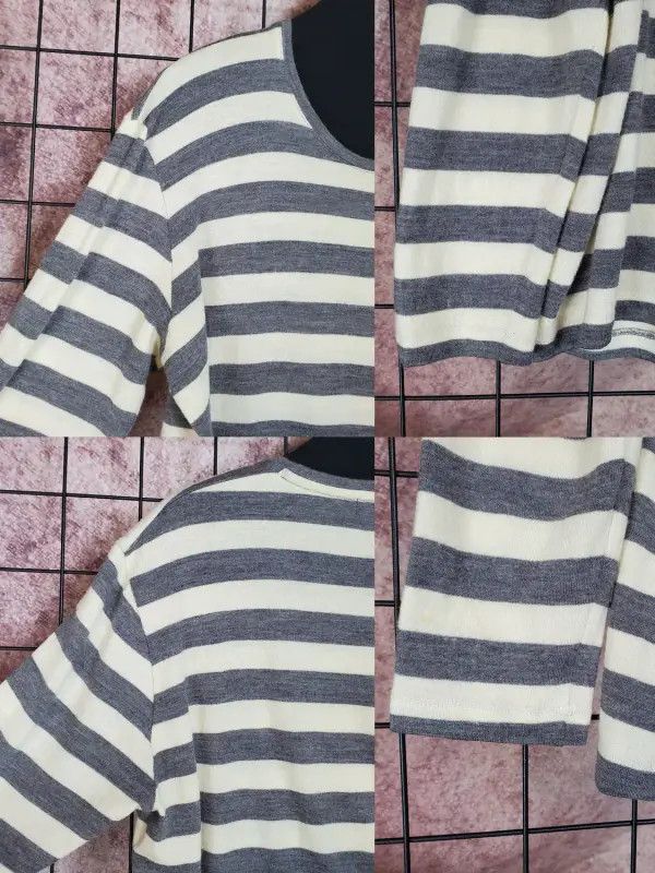 Burberry Burberry Grey Striped Wool Long Sleeve Knitwear Size US L / EU 52-54 / 3 - 4 Thumbnail
