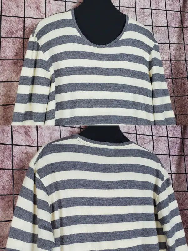 Burberry Burberry Grey Striped Wool Long Sleeve Knitwear Size US L / EU 52-54 / 3 - 3 Thumbnail