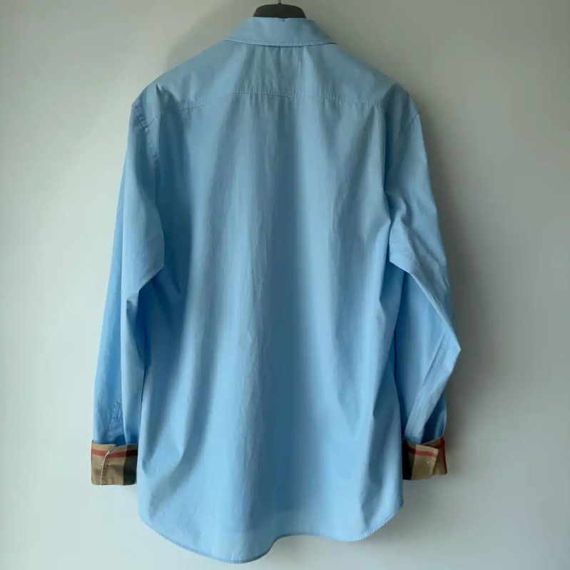 Burberry Burberry Light Blue Cotton Long Sleeve Shirt Size US M / EU 48-50 / 2 - 2 Thumbnail