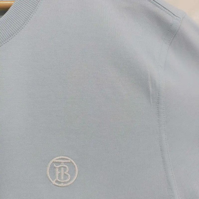 Burberry Burberry Light Blue Cotton Embroidered T-Shirt Size US L / EU 52-54 / 3 - 5 Thumbnail