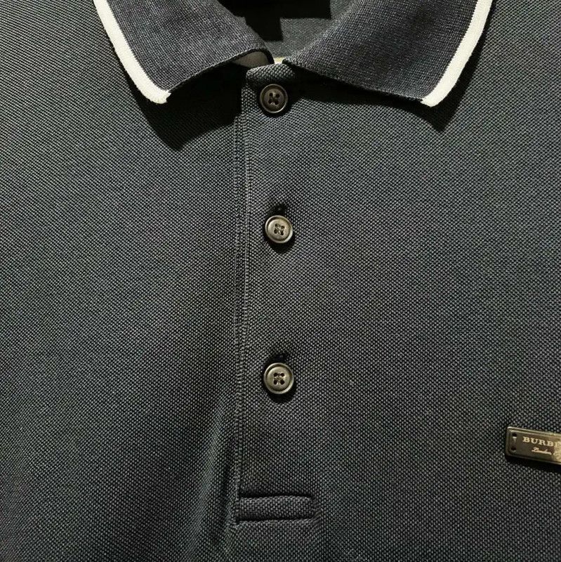 Burberry Navy Logo Cotton Short Sleeve Polo