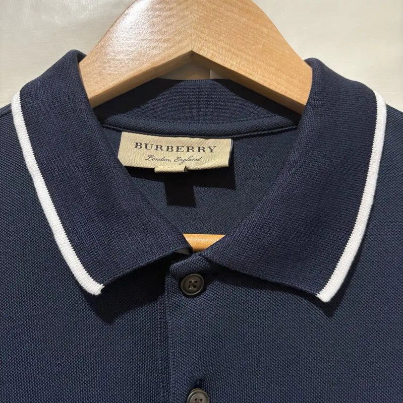 Burberry Navy Logo Cotton Short Sleeve Polo