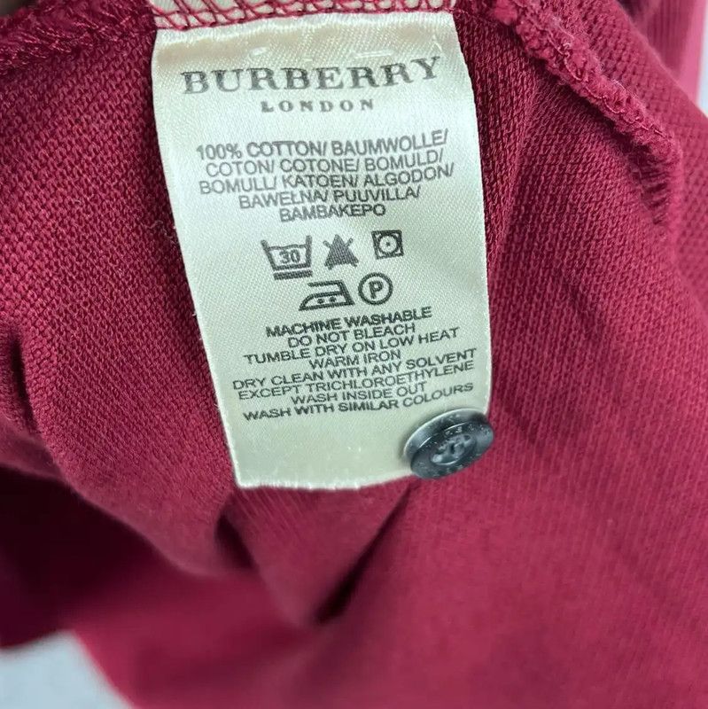Burberry Burberry Red Cotton Long Sleeve Polo Size US XL / EU 56 / 4 - 4 Thumbnail