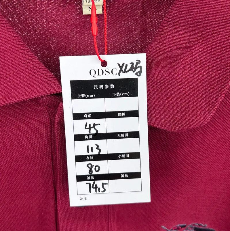 Burberry Burberry Red Cotton Long Sleeve Polo Size US XL / EU 56 / 4 - 5 Thumbnail