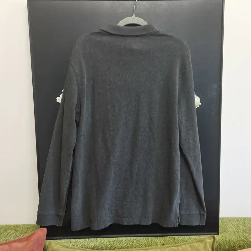 Burberry Men's Long Sleeve Polo in Dark Gray