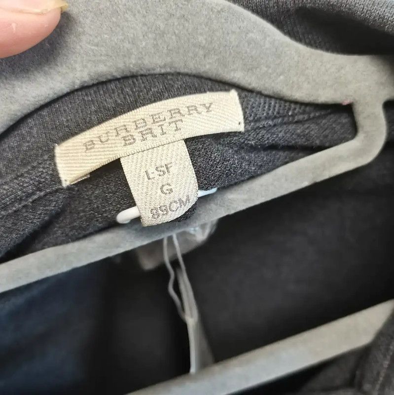 Burberry Men's Long Sleeve Polo in Dark Gray