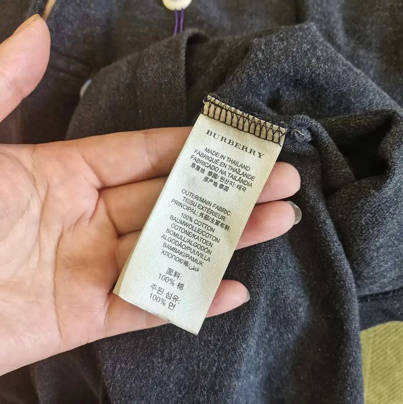 Burberry Men's Long Sleeve Polo in Dark Gray