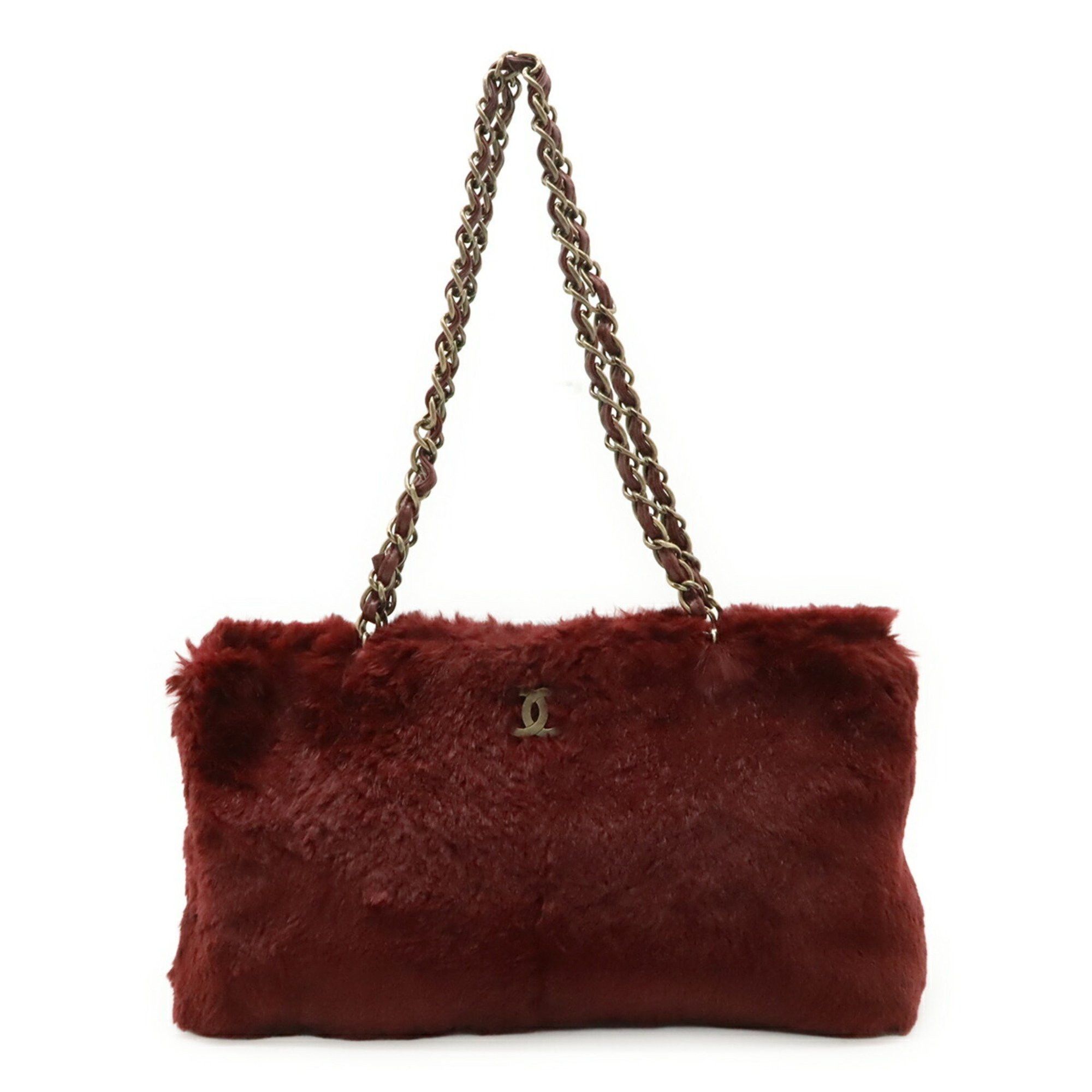 Chanel CHANEL Lapin Rabbit Fur Coco Mark Chain Shoulder Bag Bordeaux Size ONE SIZE - 2 Thumbnail