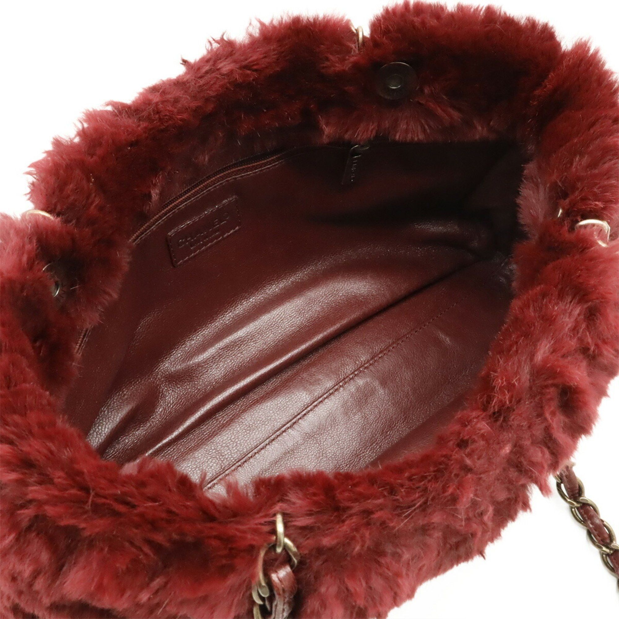 Chanel CHANEL Lapin Rabbit Fur Coco Mark Chain Shoulder Bag Bordeaux Size ONE SIZE - 7 Thumbnail