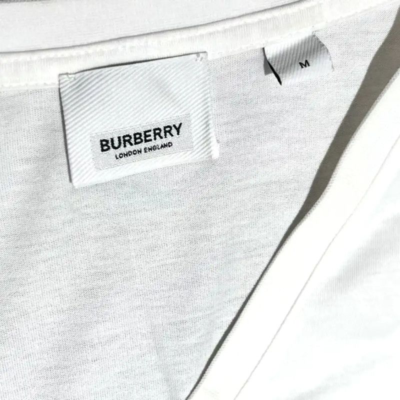 Burberry Burberry Men's White Cotton Embroidered T-Shirt Size US M / EU 48-50 / 2 - 7 Thumbnail