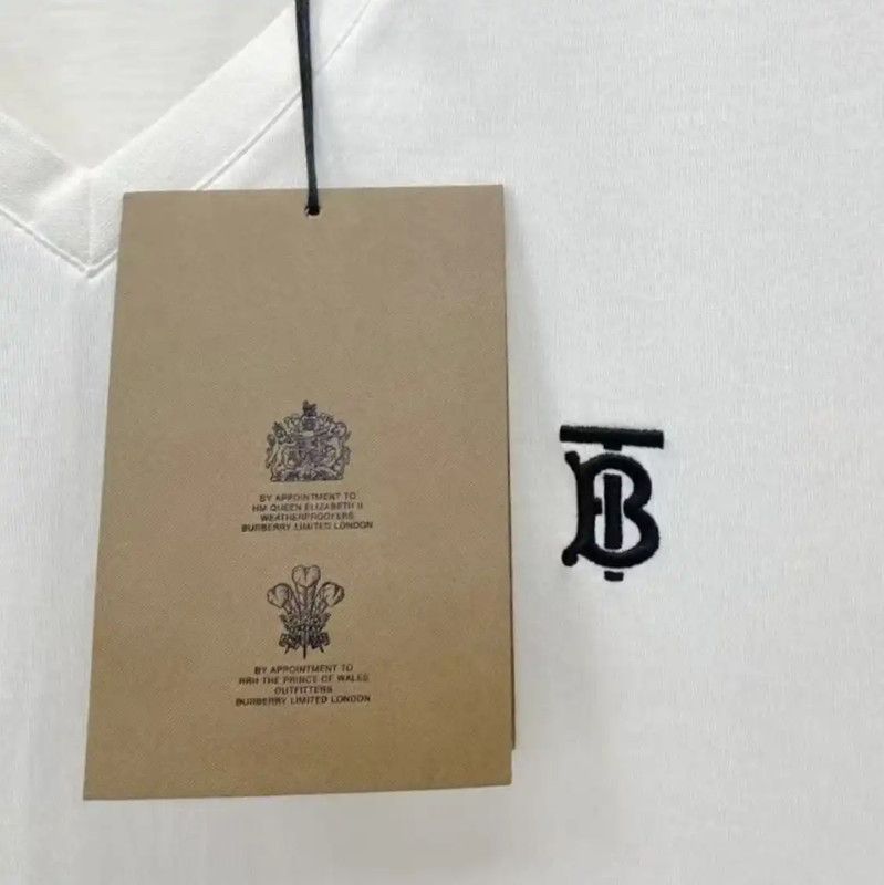 Burberry Burberry Men's White Cotton Embroidered T-Shirt Size US M / EU 48-50 / 2 - 2 Thumbnail