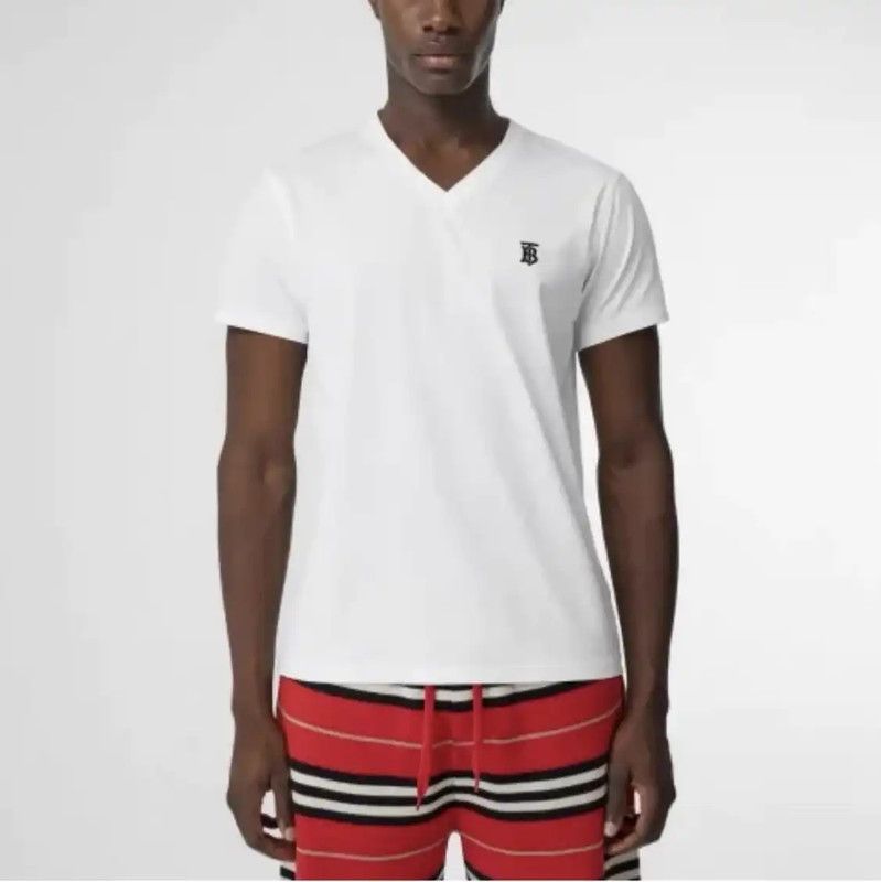 Burberry Burberry Men's White Cotton Embroidered T-Shirt Size US M / EU 48-50 / 2 - 5 Thumbnail