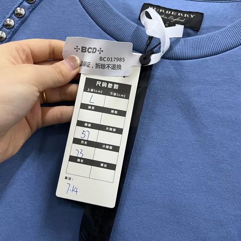 Burberry Burberry Blue Cotton Long Sleeve Sweatshirt Size US L / EU 52-54 / 3 - 5 Thumbnail
