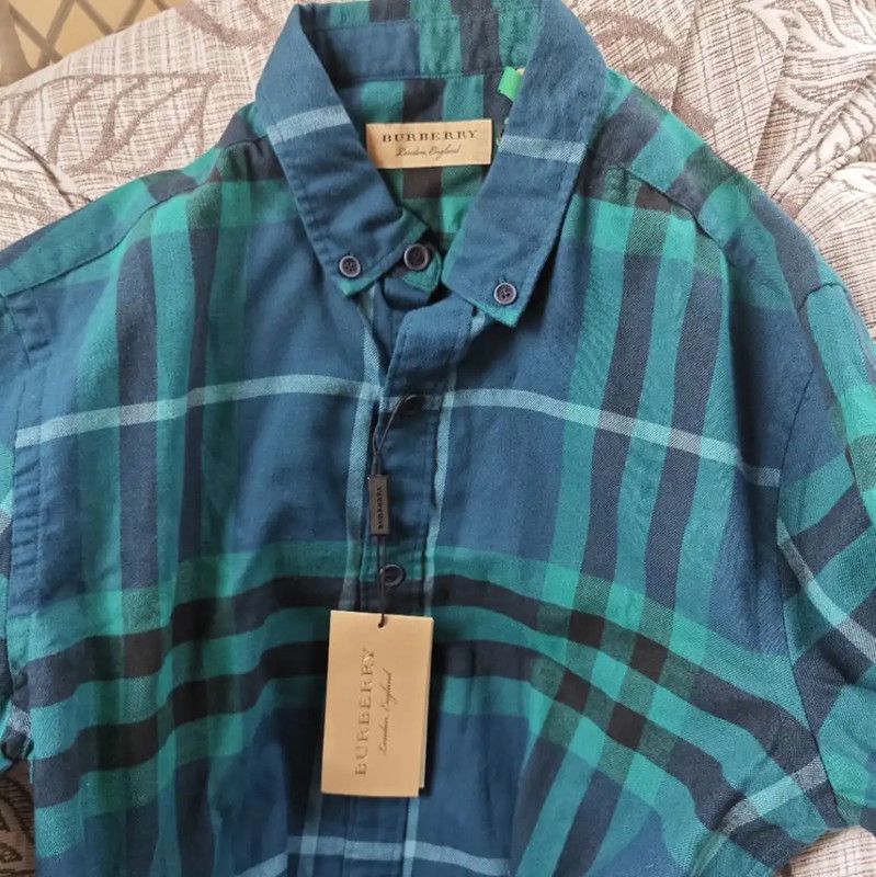 Burberry Burberry Blue Checked Cotton Men's Shirt Size US S / EU 44-46 / 1 - 3 Thumbnail