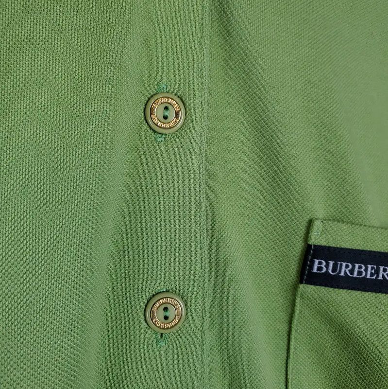 Burberry Burberry Green Cotton Blend Long Sleeve Polo Size US L / EU 52-54 / 3 - 9 Thumbnail