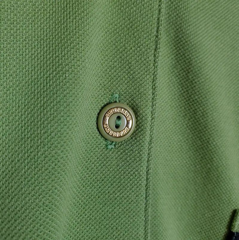 Burberry Burberry Green Cotton Blend Long Sleeve Polo Size US L / EU 52-54 / 3 - 10 Thumbnail