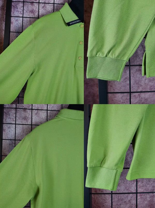 Burberry Burberry Green Cotton Blend Long Sleeve Polo Size US L / EU 52-54 / 3 - 7 Thumbnail