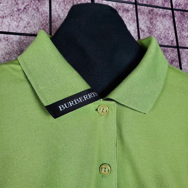 Burberry Burberry Green Cotton Blend Long Sleeve Polo Size US L / EU 52-54 / 3 - 8 Thumbnail