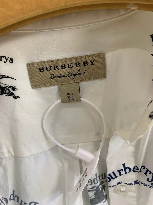 Burberry Burberry White Cotton Short Sleeve Shirt Size US L / EU 52-54 / 3 - 5 Thumbnail