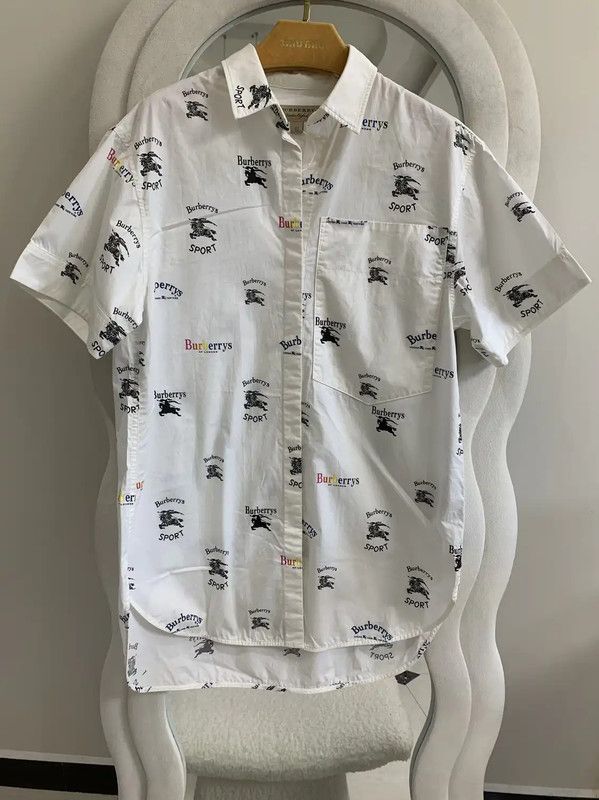 Burberry Burberry White Cotton Short Sleeve Shirt Size US L / EU 52-54 / 3 - 2 Thumbnail
