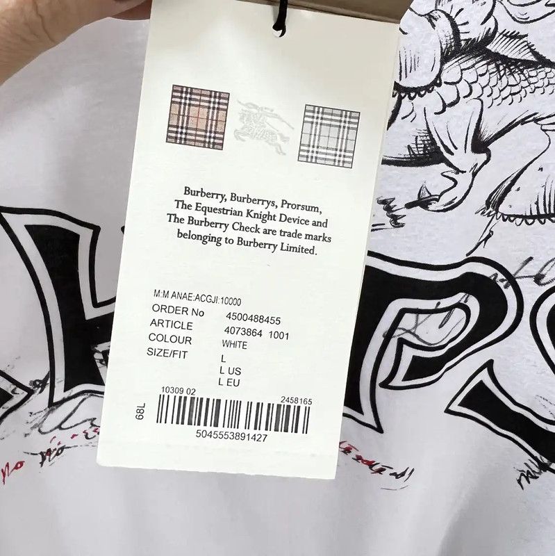Burberry Burberry White Cotton Men's T-Shirt Size US L / EU 52-54 / 3 - 3 Thumbnail