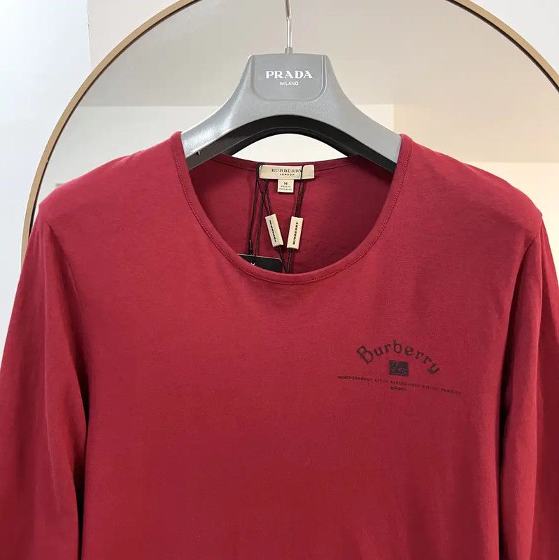 Burberry Burberry Red Cotton Long Sleeve T-Shirt Size US M / EU 48-50 / 2 - 3 Thumbnail