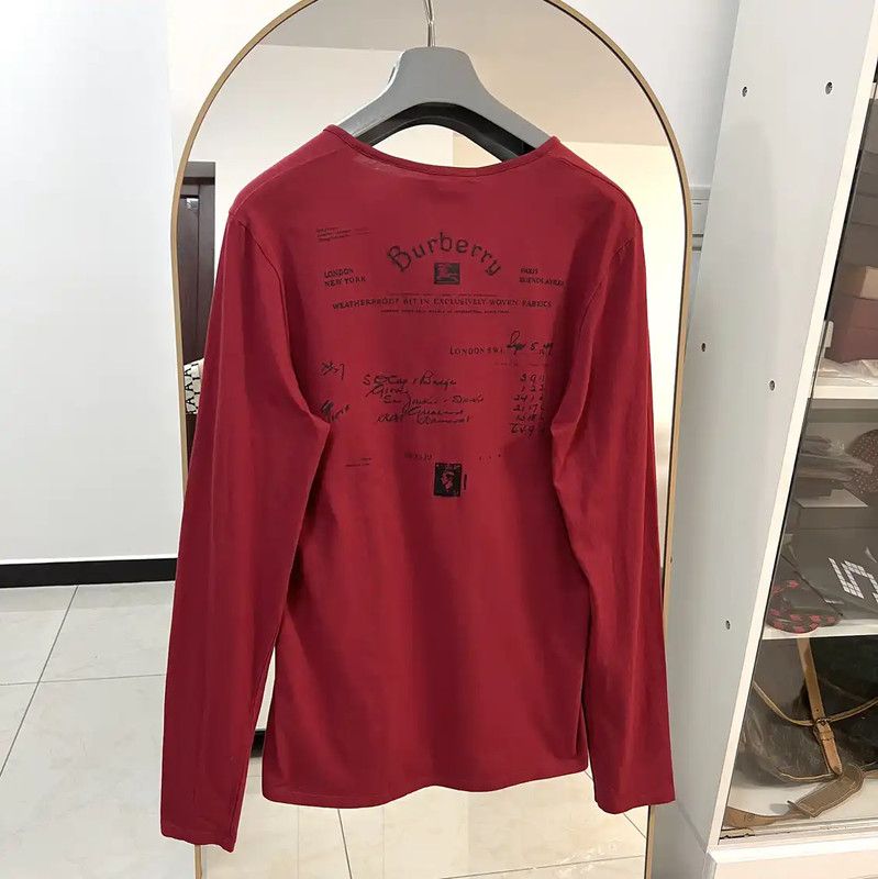 Burberry Burberry Red Cotton Long Sleeve T-Shirt Size US M / EU 48-50 / 2 - 6 Thumbnail
