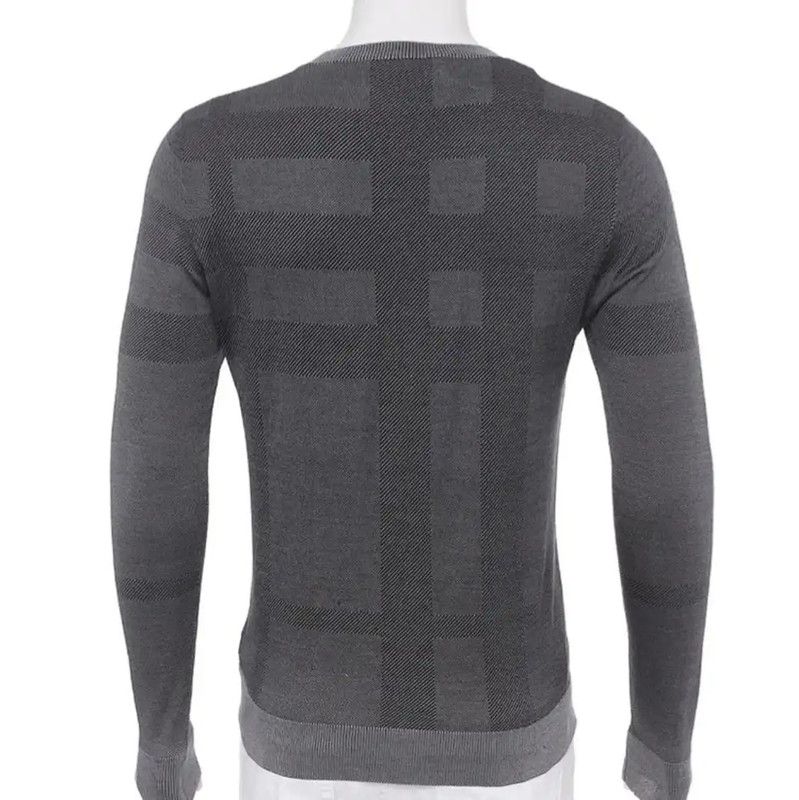 Burberry Burberry Gray Silk Check Knit Sweater Size US M / EU 48-50 / 2 - 2 Thumbnail