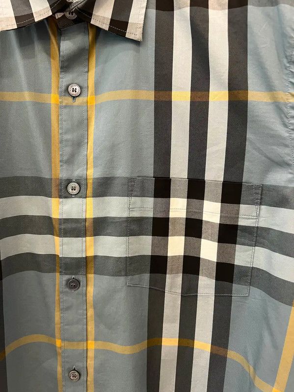 Burberry Burberry Light Blue Checked Long Sleeve Shirt Size US L / EU 52-54 / 3 - 3 Thumbnail