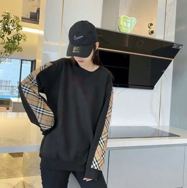 Burberry Burberry Black Cotton Check Sweatshirt for Men Size US M / EU 48-50 / 2 - 7 Thumbnail